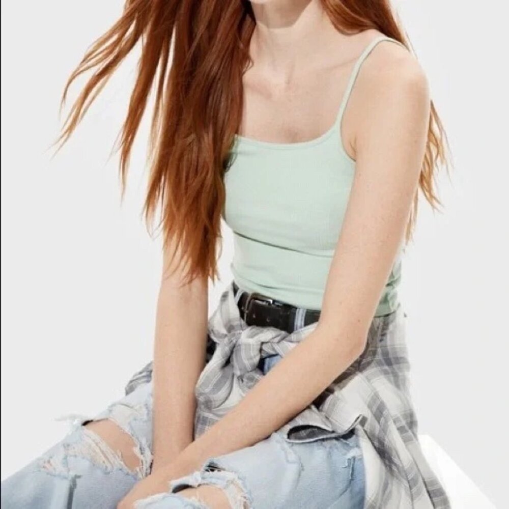 Women's Ribbed Tank Top - Light Teal